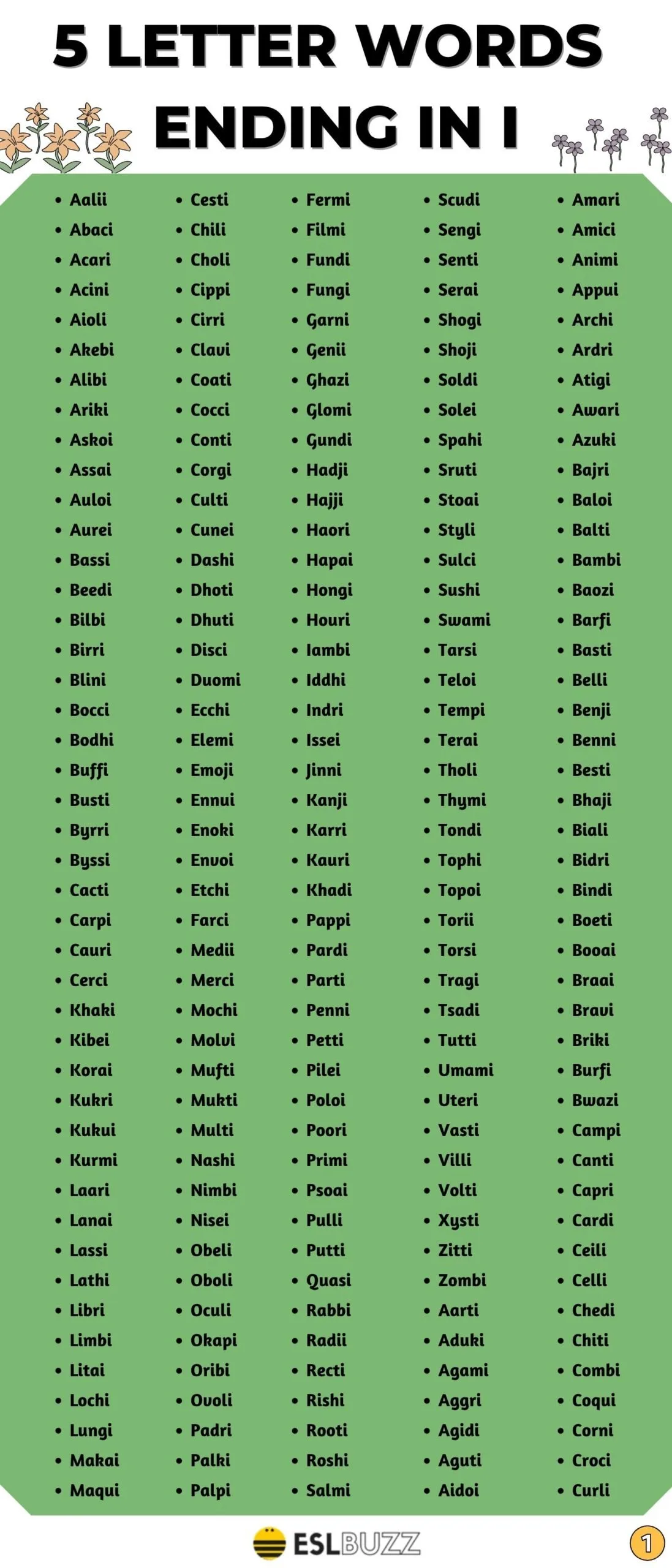 5 letter words ending with ia