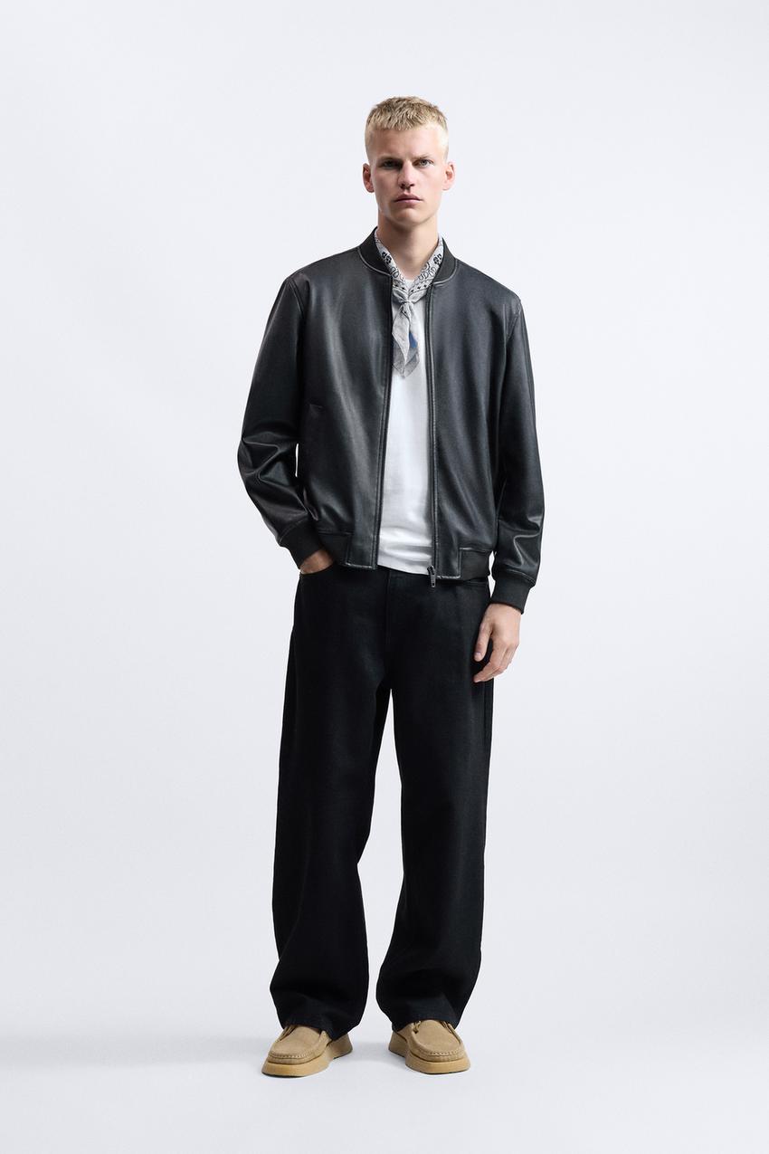 zara faux leather bomber jacket