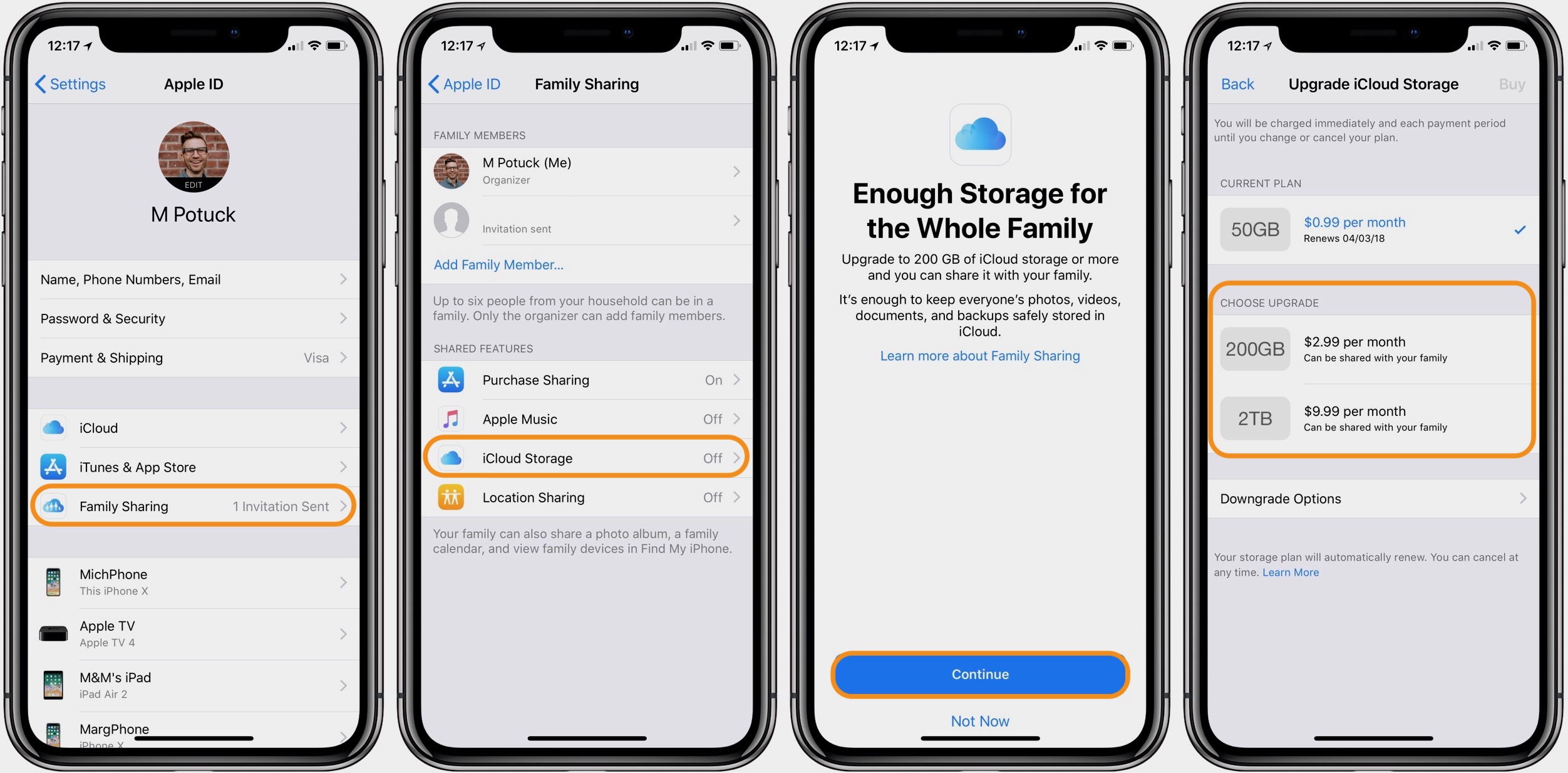 share icloud storage with family