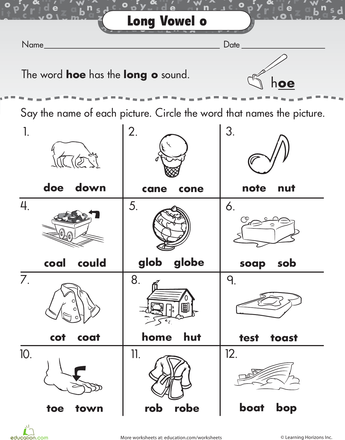 long vowel o activities