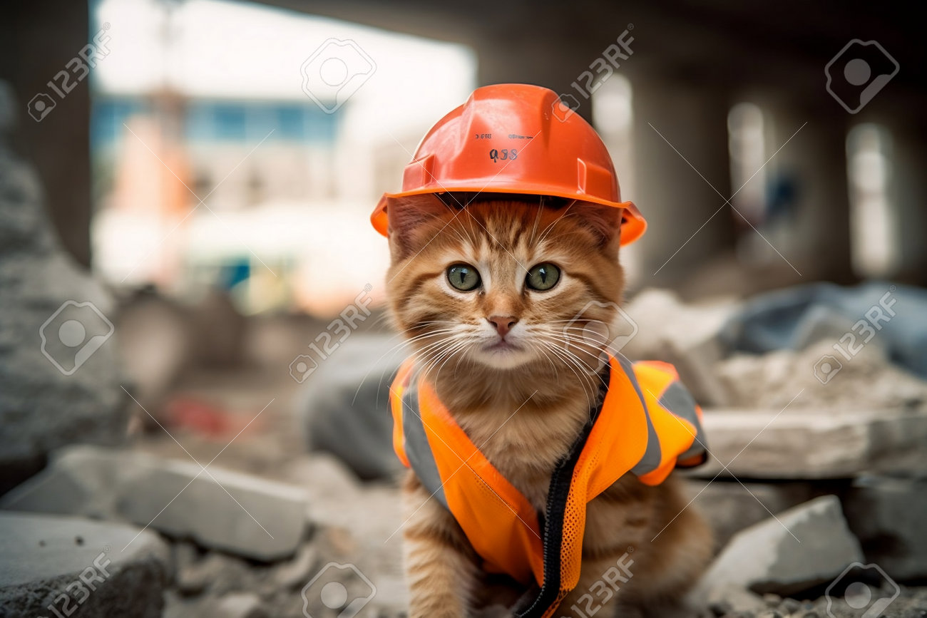 cats with hard hats