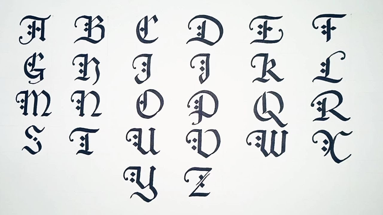 gothic calligraphy alphabet