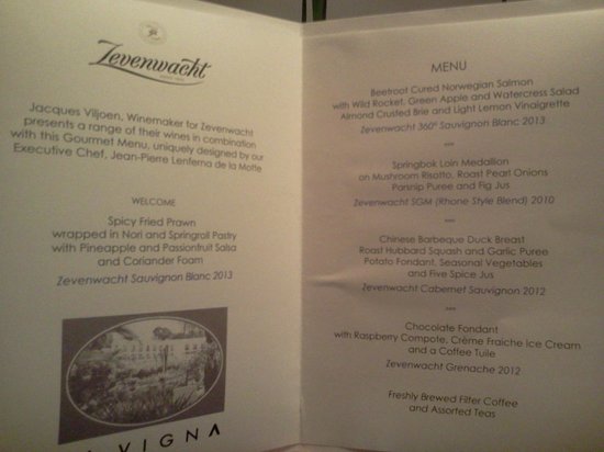 a vigna restaurant menu