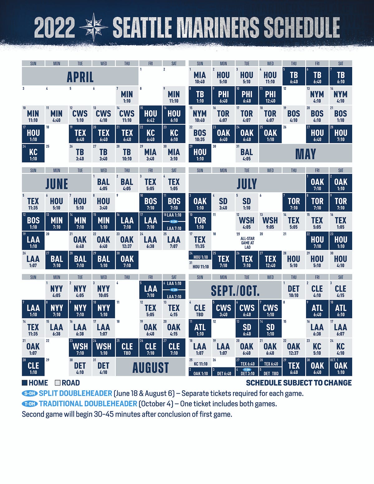 mariners schedule