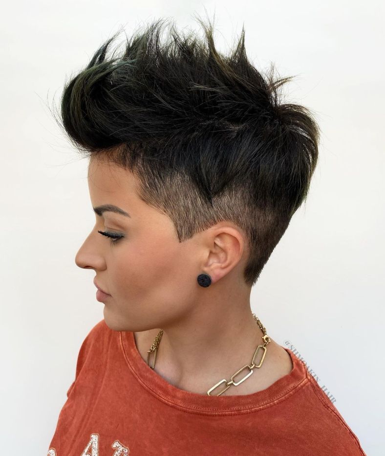 pixie haircut with shaved sides