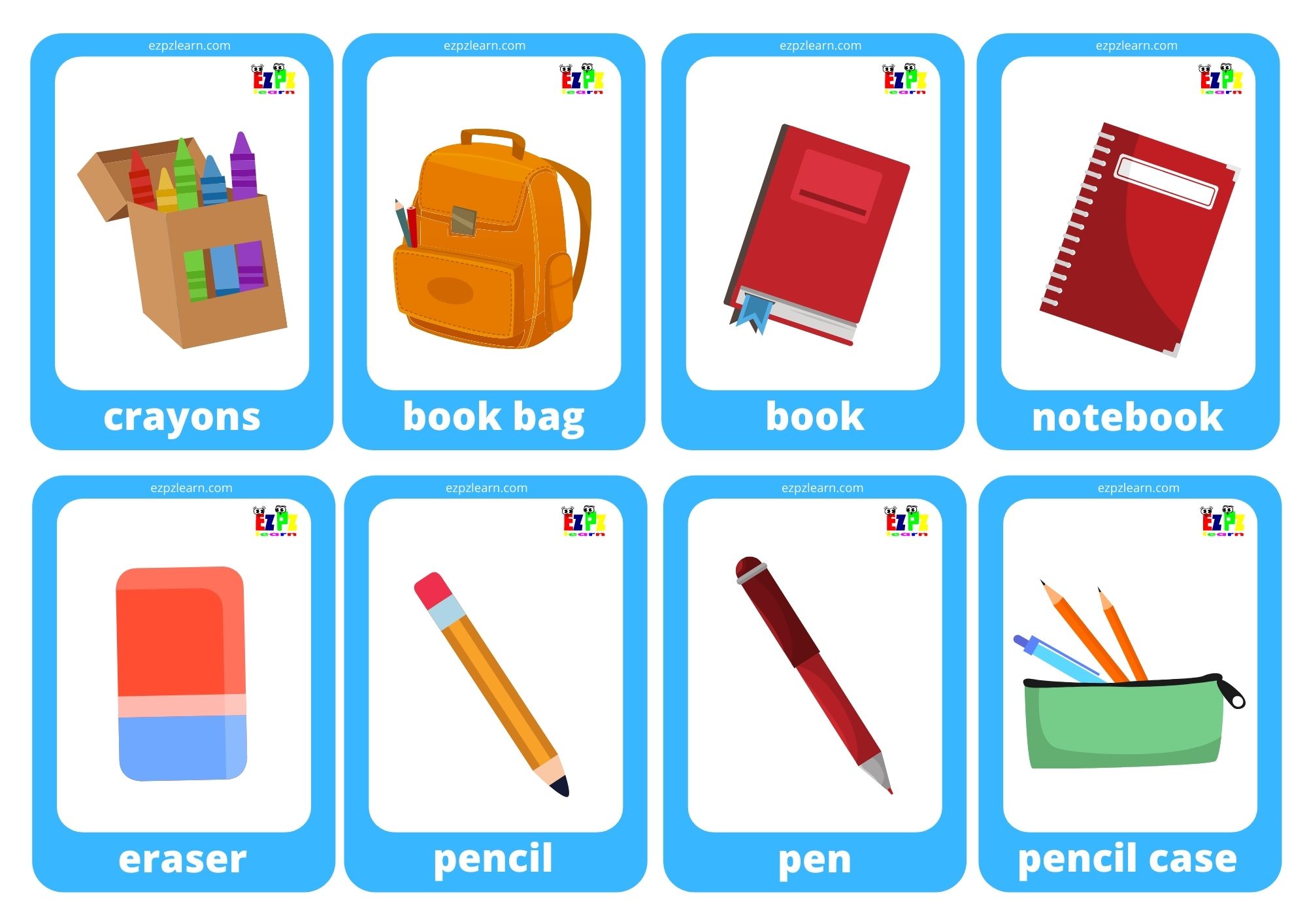 classroom objects flashcards