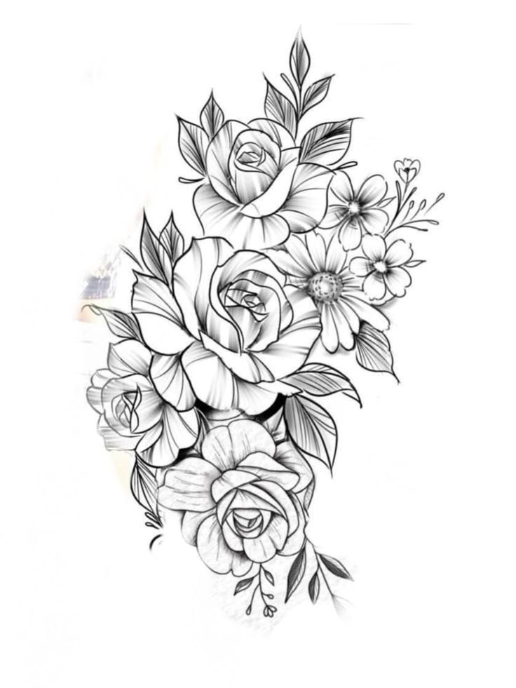 black white flower tattoo designs