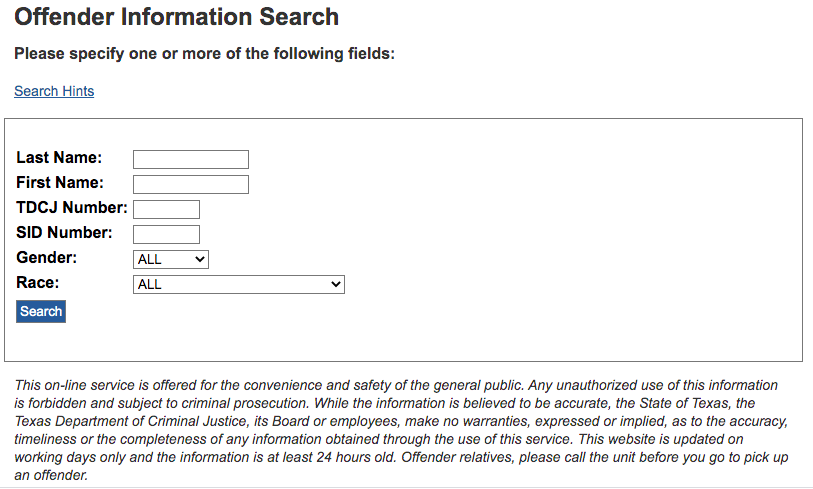 tdcj inmate search