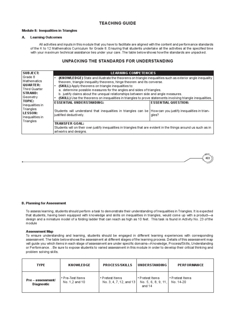 grade 8 math module teachers guide