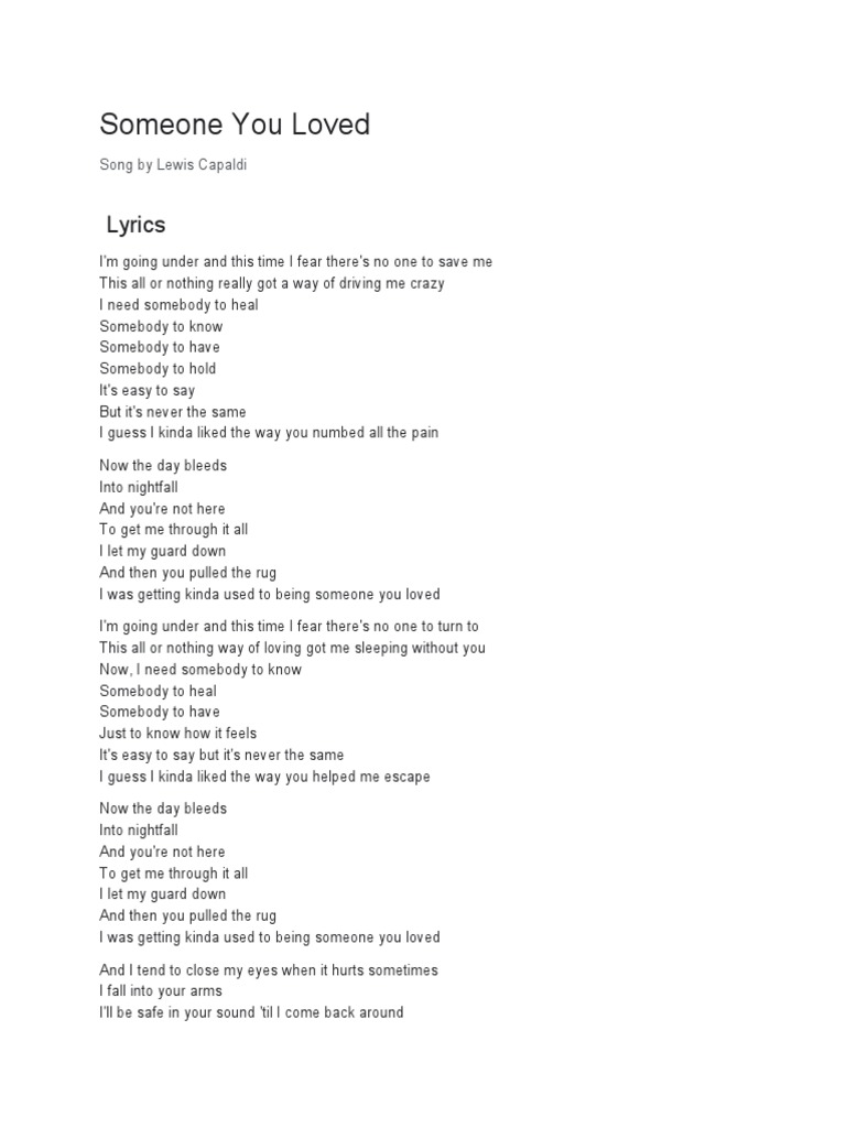 lewis capaldi someone you loved lyrics