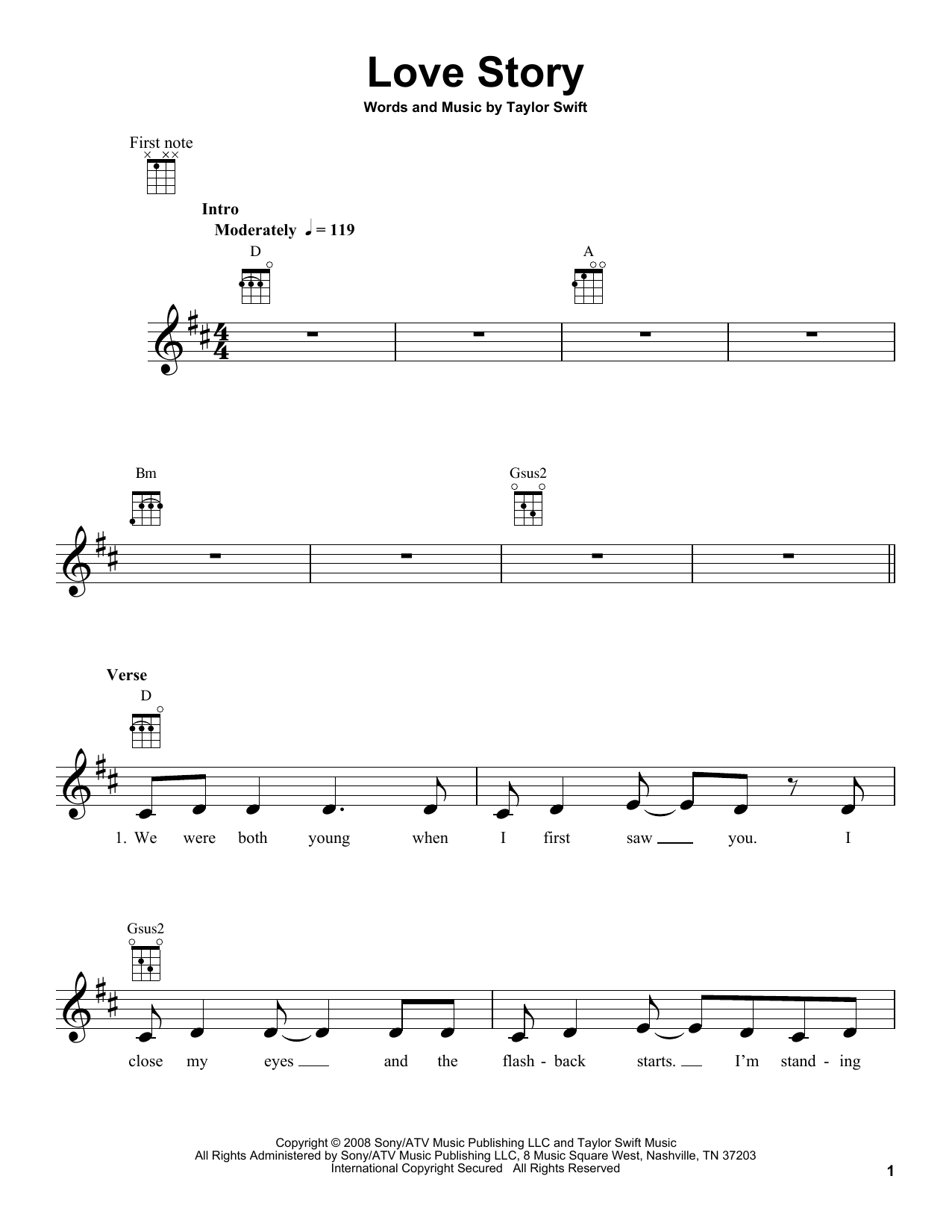 love story ukulele chords