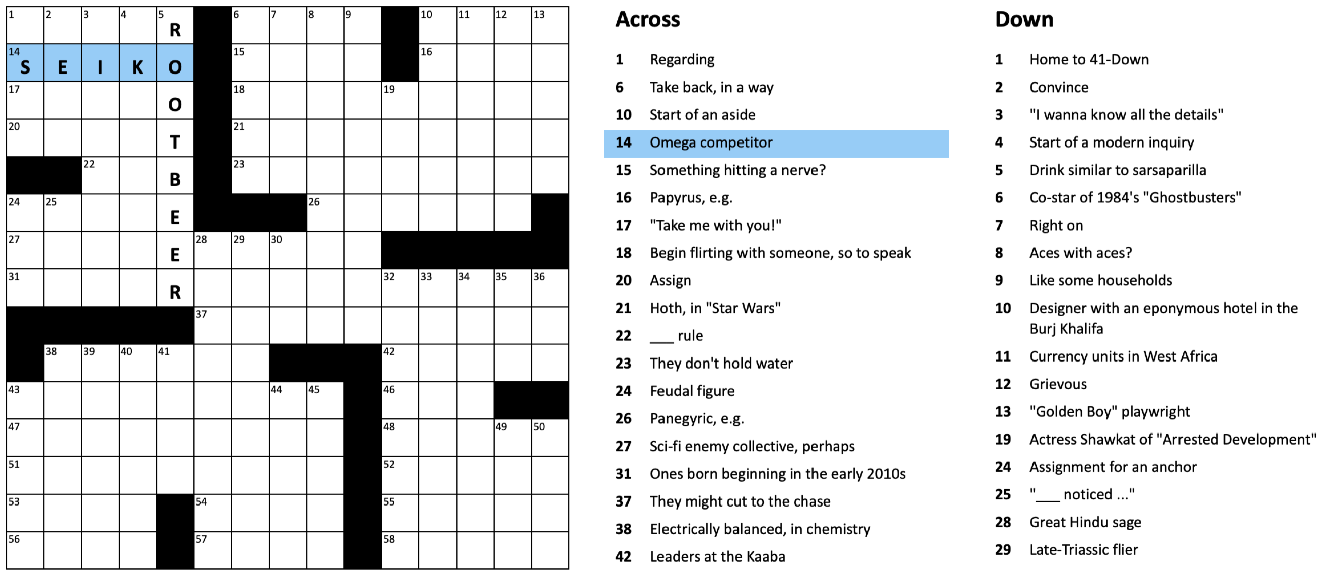 include comprehensively crossword clue