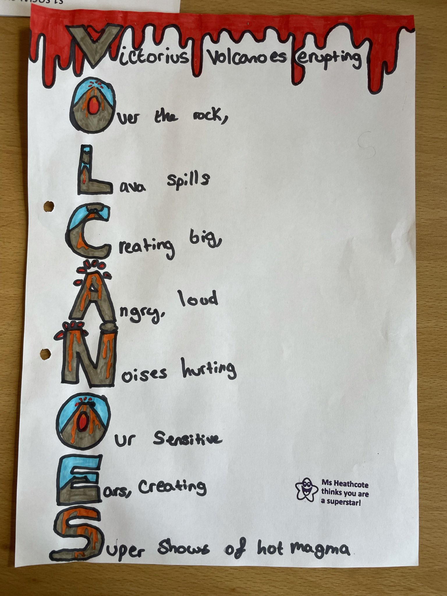 volcano acrostic poem