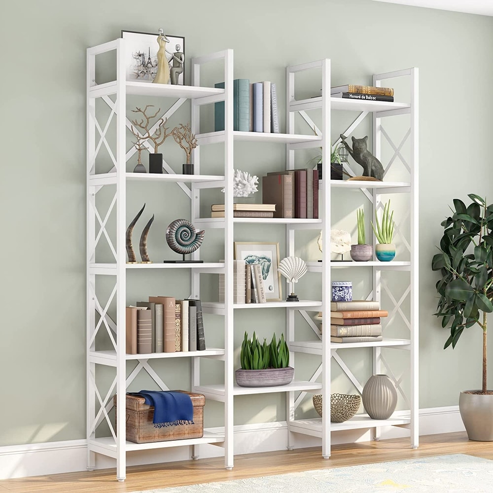 white open bookshelf