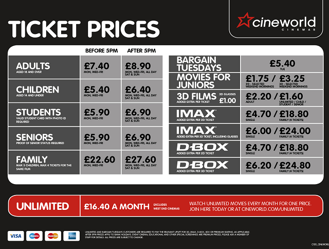 odeon telford ticket prices