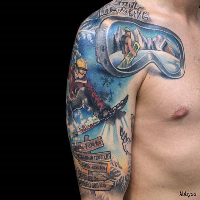 snowboarding tattoo