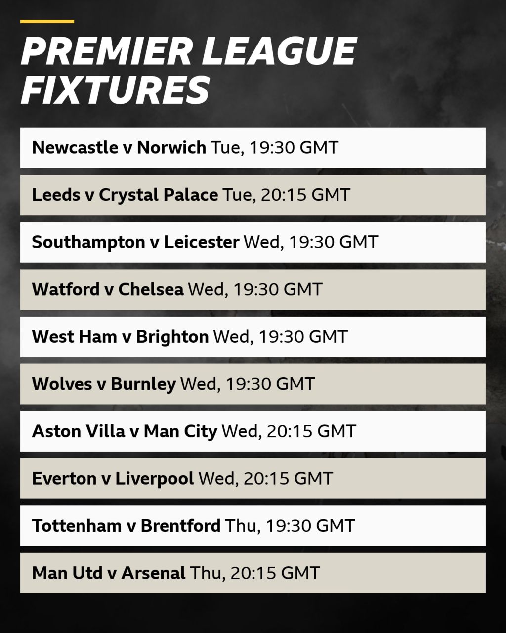 bbc football epl fixtures