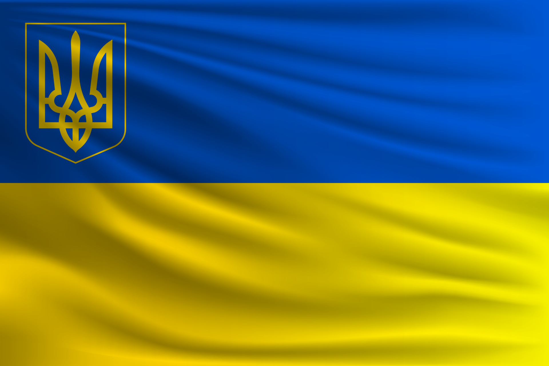 blue and yellow flag with trident