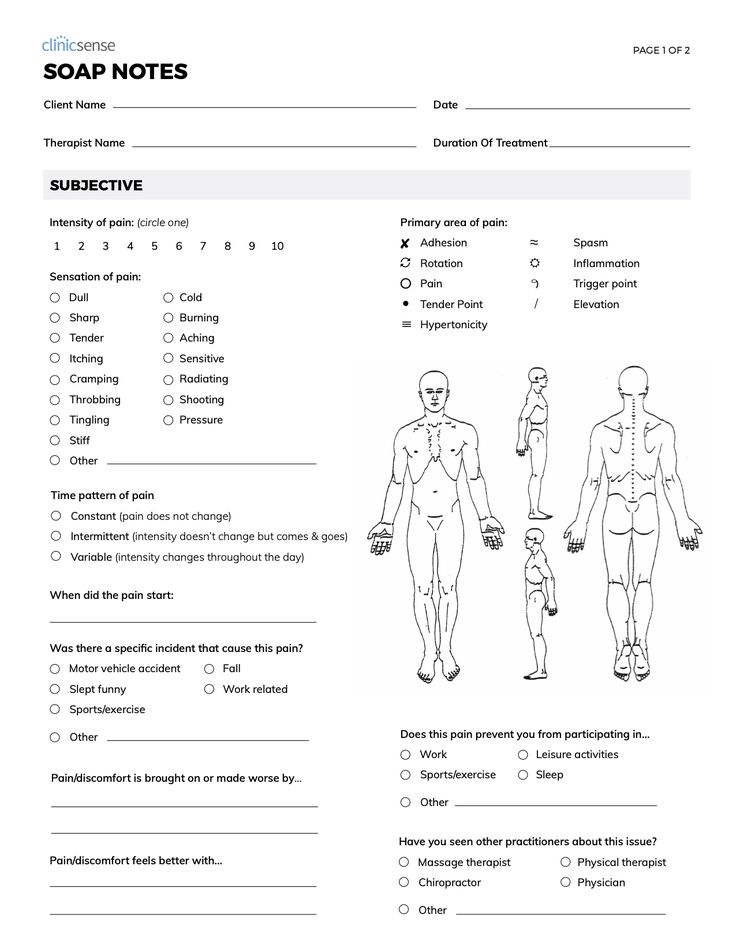 massage soap note template