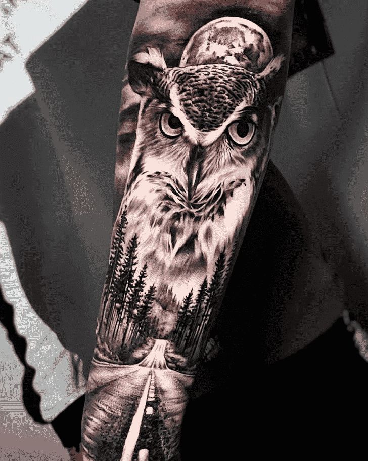 arm owl tattoo