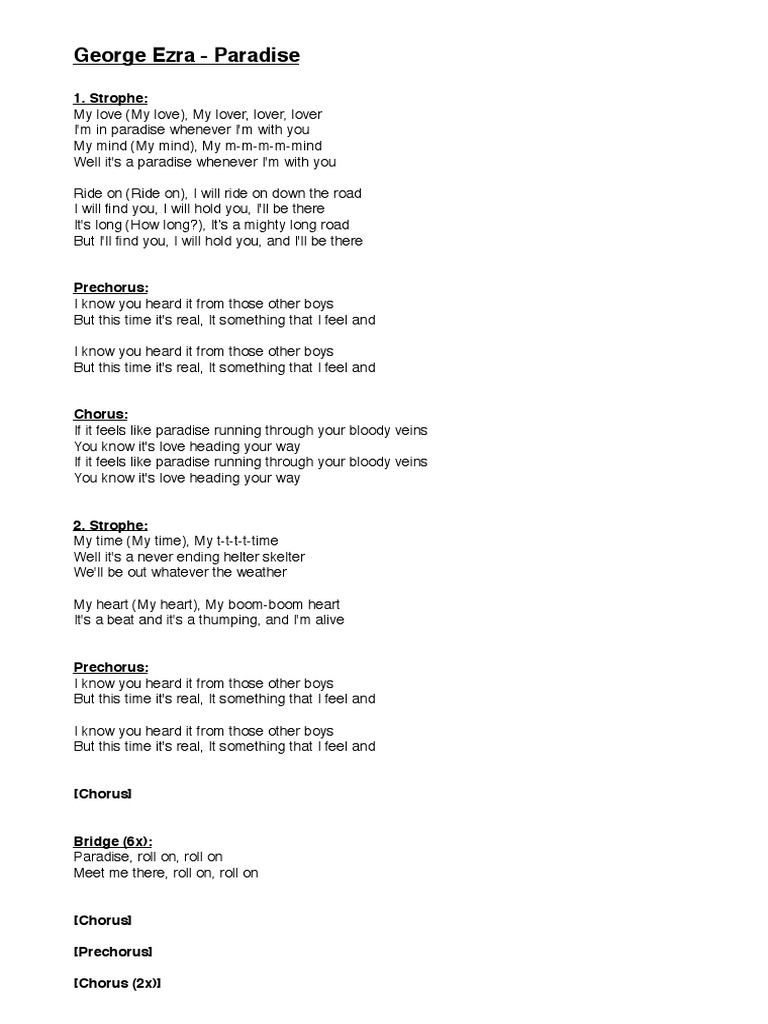 paradise lyrics