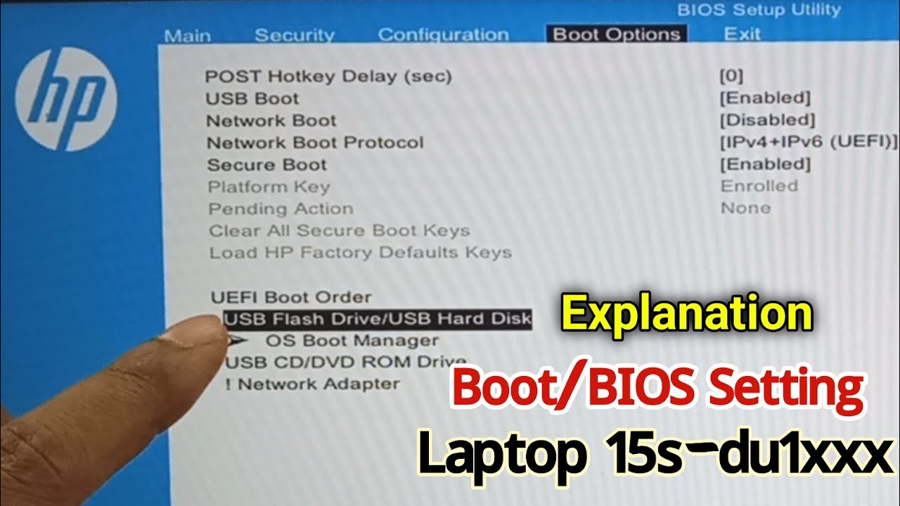 hp bios boot options