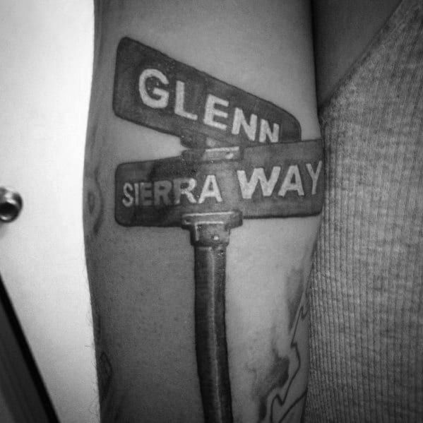 street sign tattoo