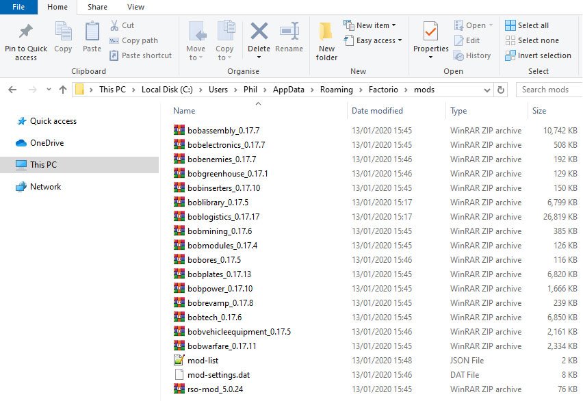 factorio mods folder