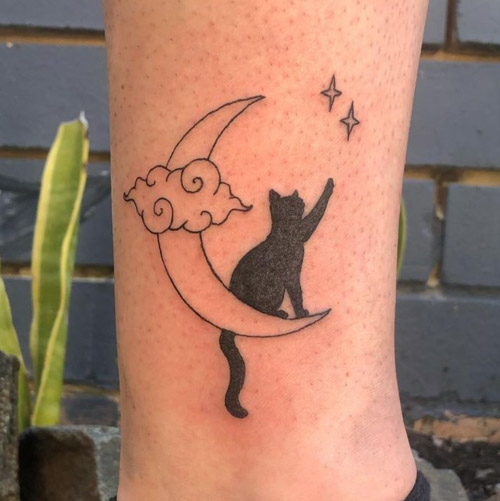 cat moon tattoo designs