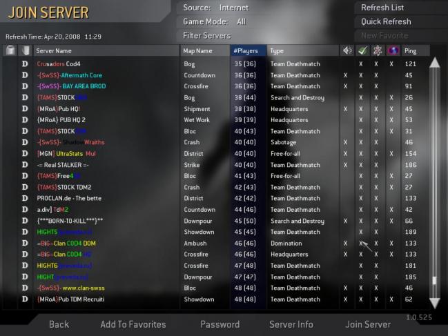 call of duty 4 cracked server list