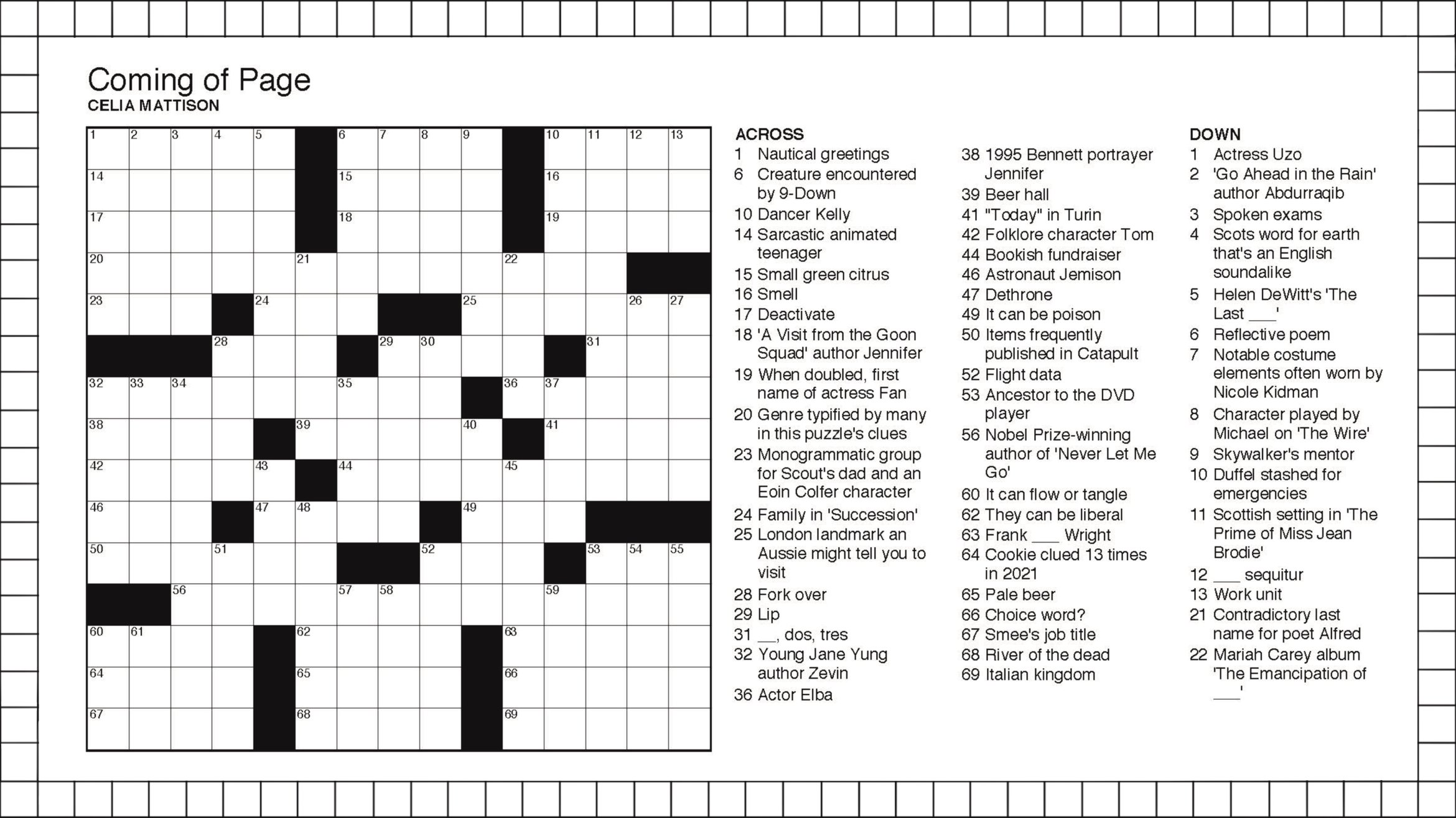 able to read and write crossword clue
