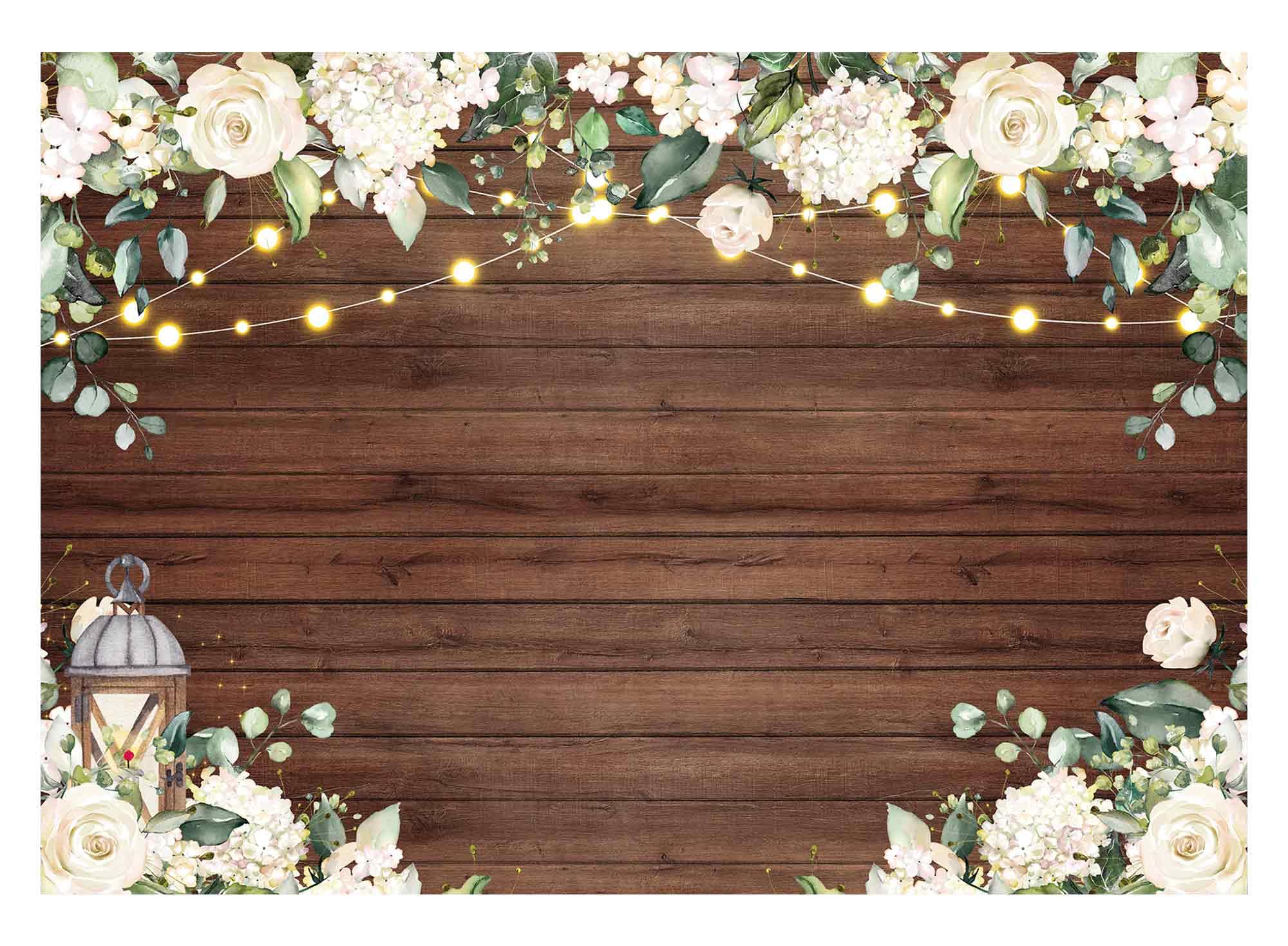 rustic wood background with flowers