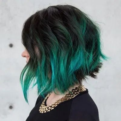 green ombre hair short