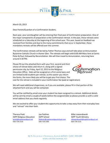 confirmation retreat letter