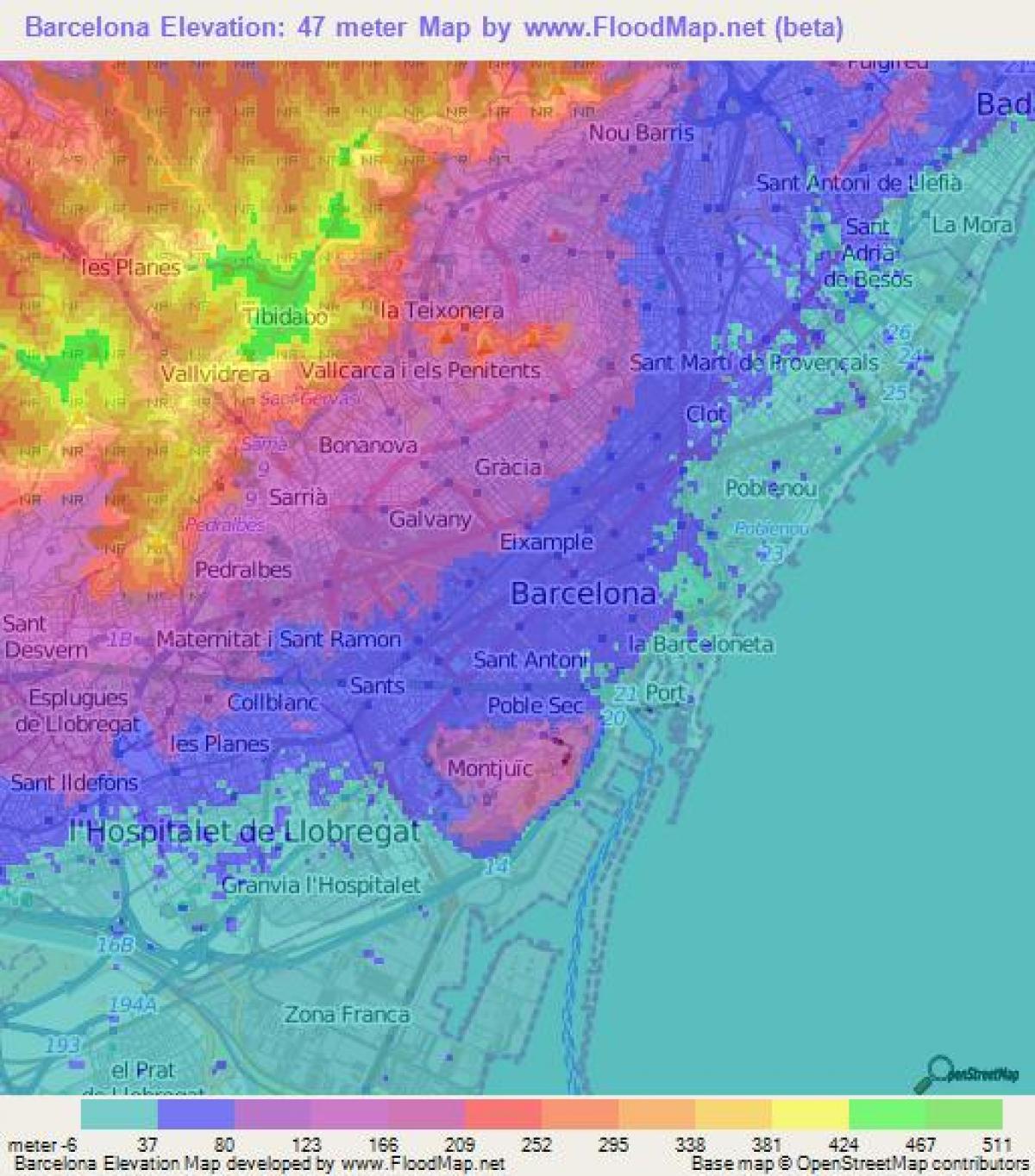 mapa topográfico barcelona