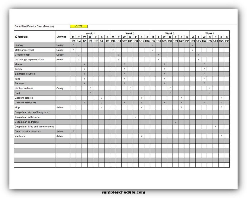 kitchen cleaning checklist excel