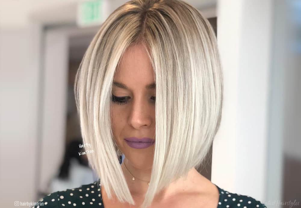 bob cut with blonde highlights