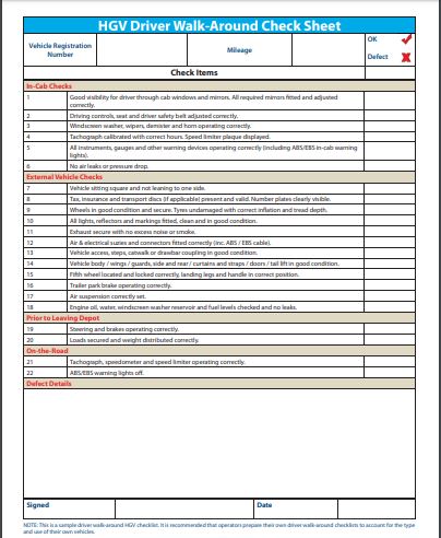 hgv daily check sheet pdf