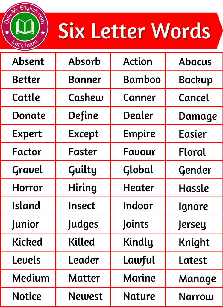 6 letter words using the following letters