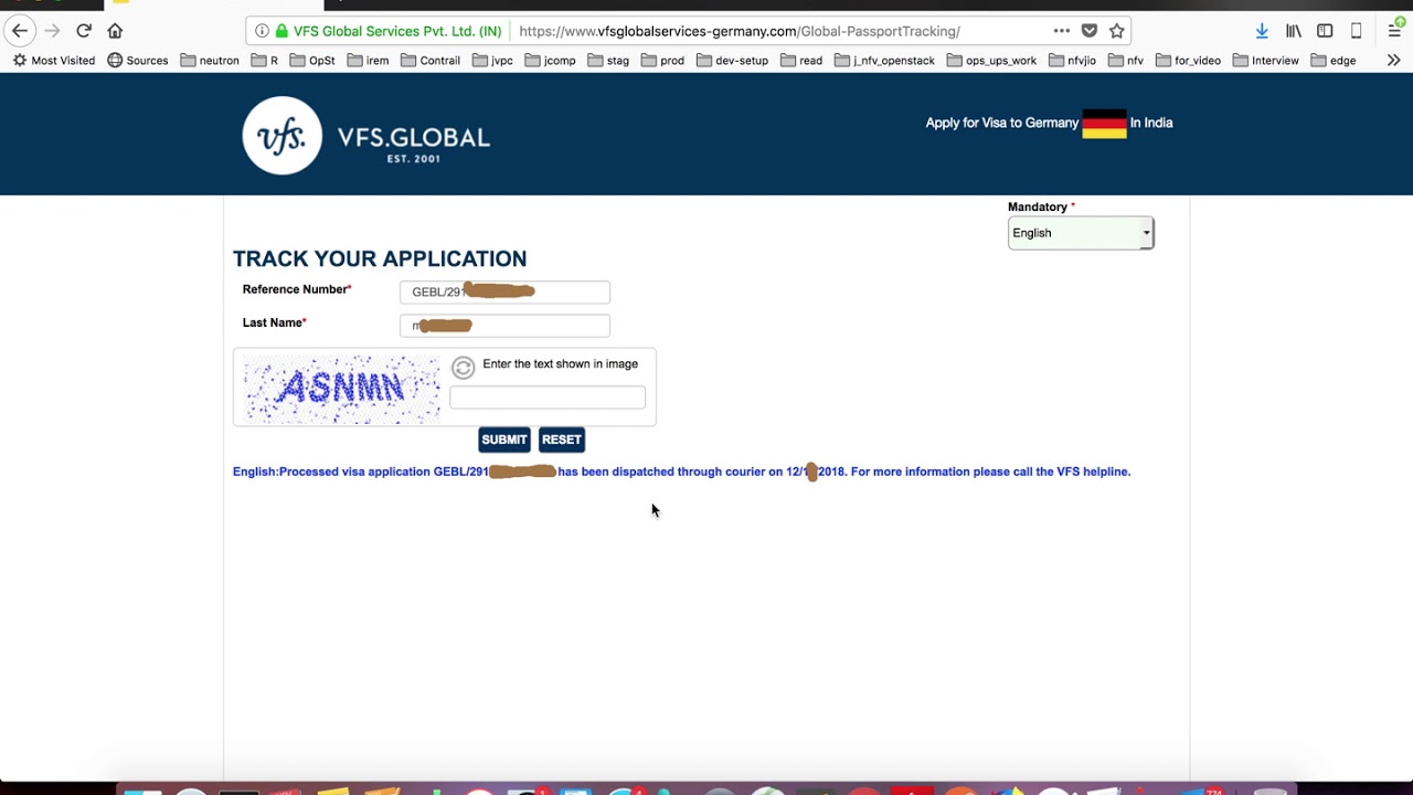 vfs visa tracking