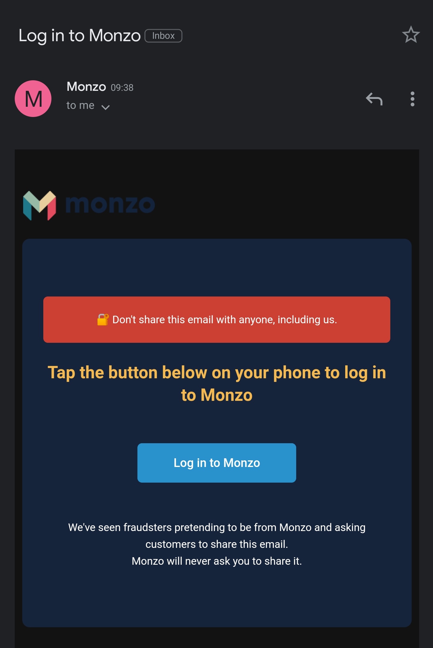 monzo app login