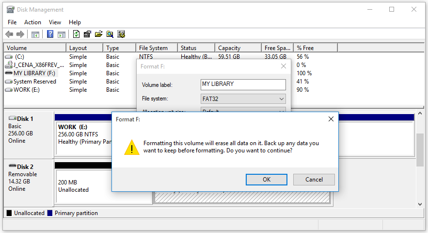 command 38 volume partition disk