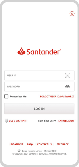 santander log in