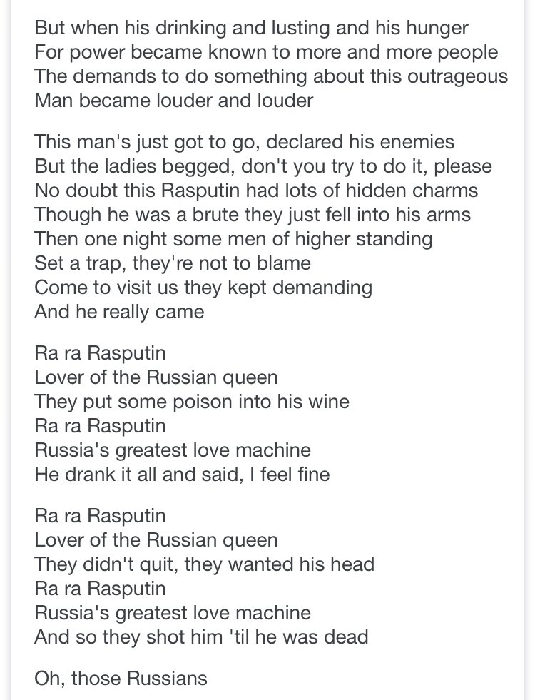 lyrics rasputin