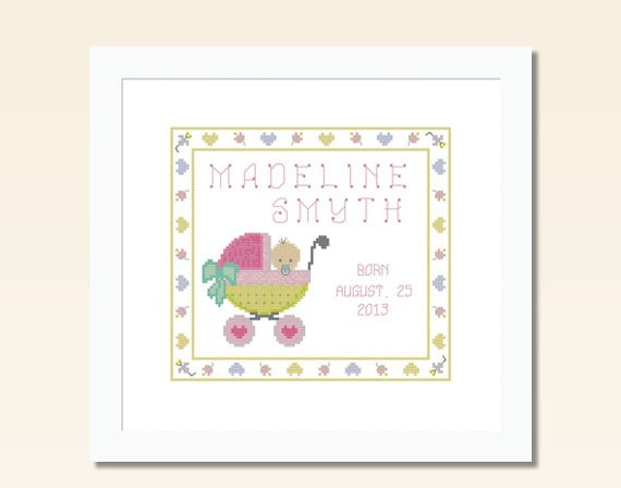 counted cross stitch birth announcement