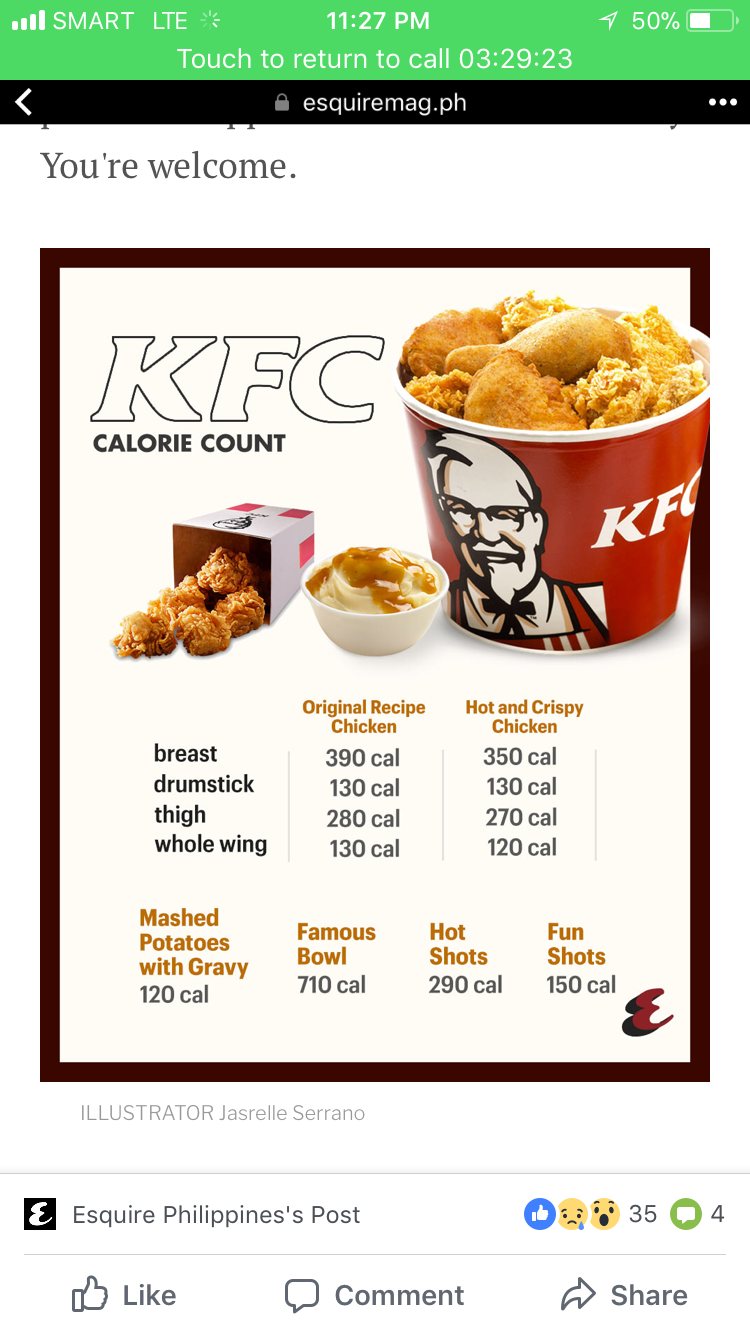 kfc wing calories