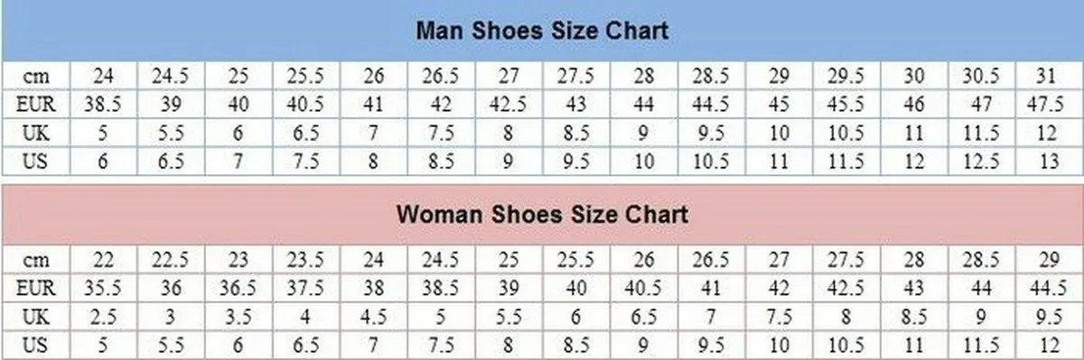 cos shoe size guide