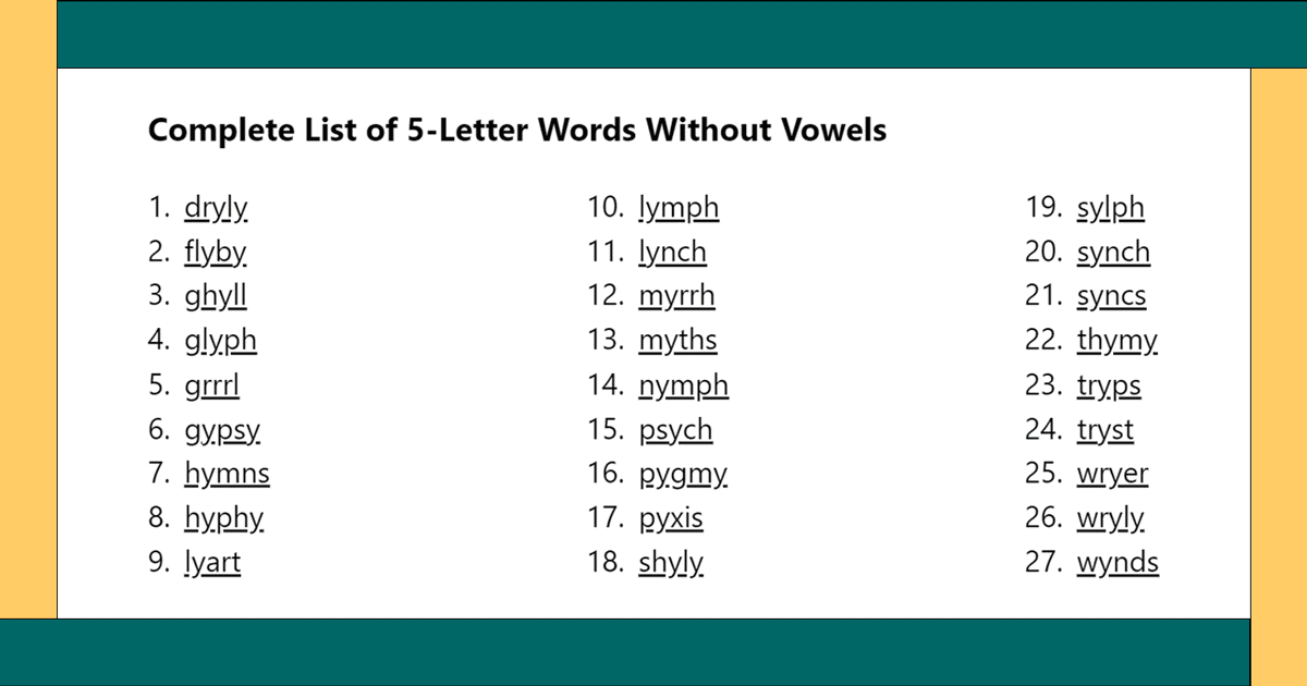 5 letter word with no vowel