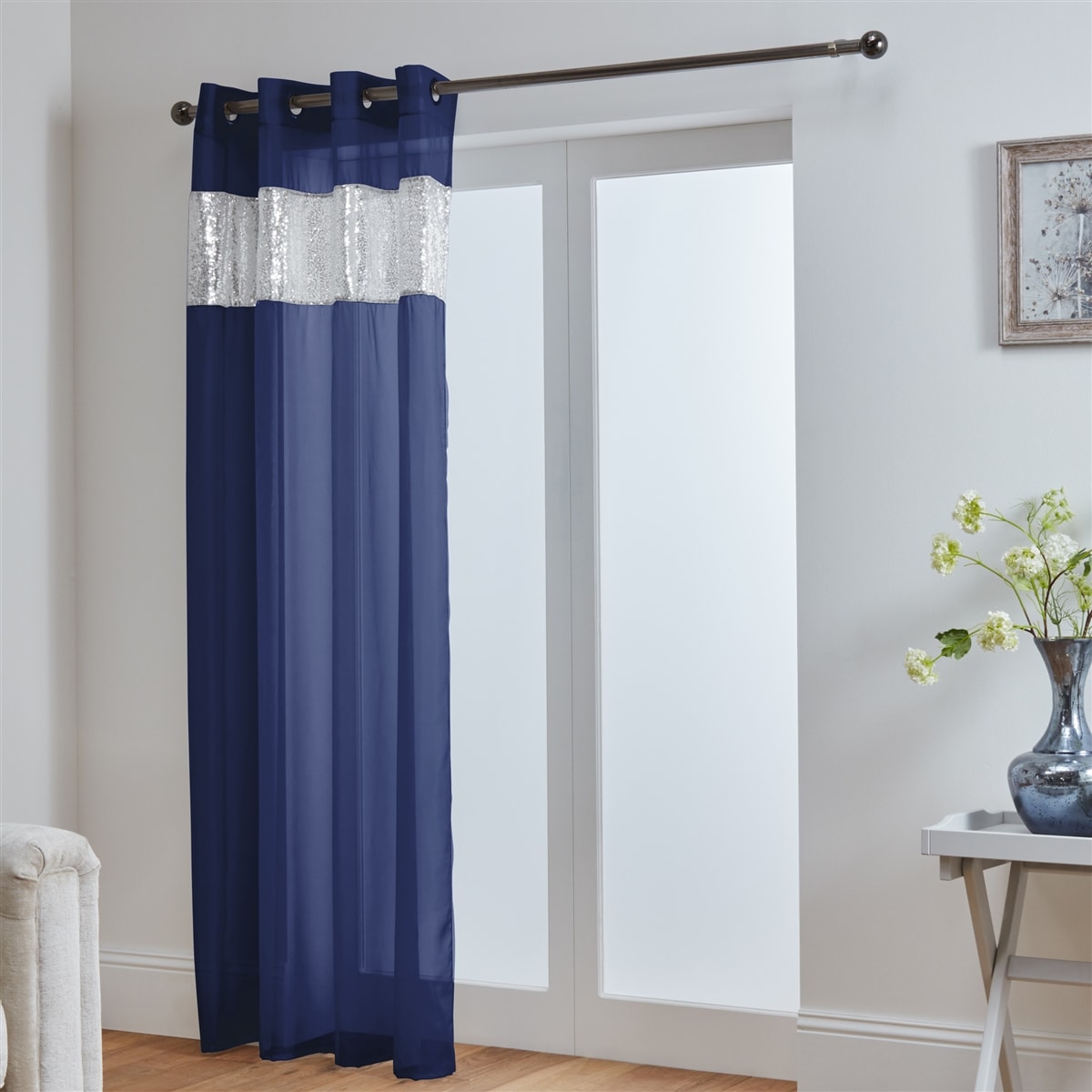 navy voile curtains