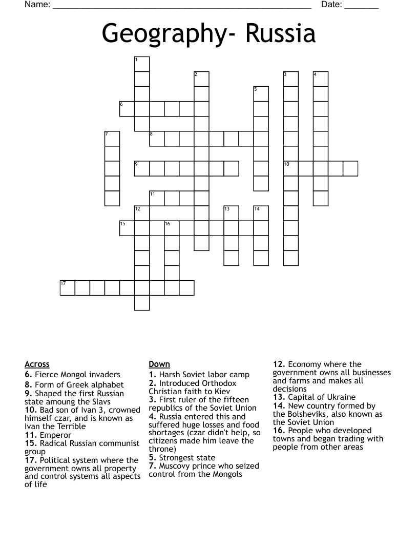 russian region crossword clue